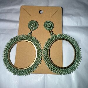Beaded Double Hoop Earrings Set